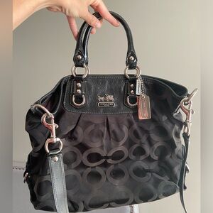 Coach Black Satchel with Signature Monogram